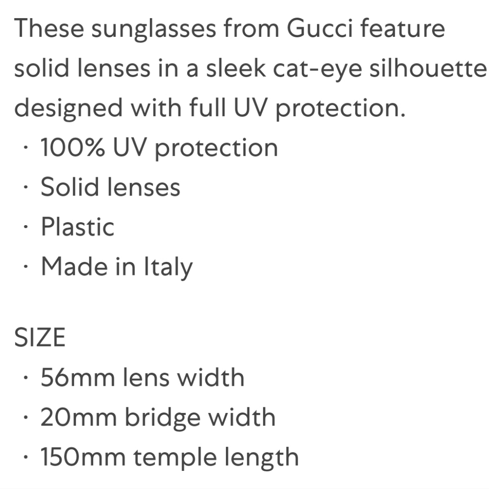Gucci Black Cat-Eye Sunglasses 56mm - Picture 3 of 10